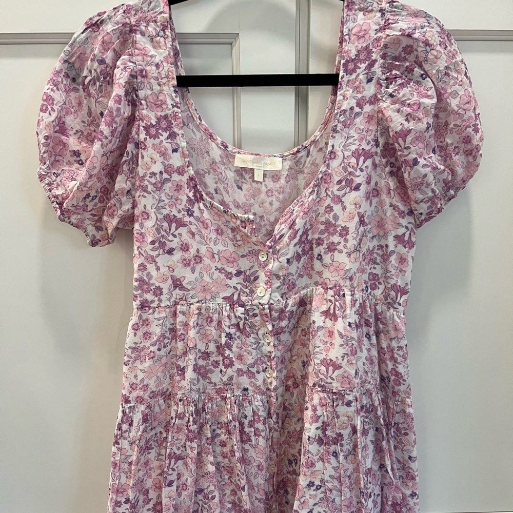LoveShackFancy - Pink & Lavender Floral Puff Sleeve dress